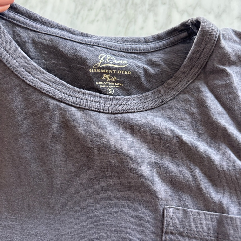 Men's Crewneck Garment Dyed Pocket T-Shirt - Blue Charcoal. Slim. S - Picture 2 of 3